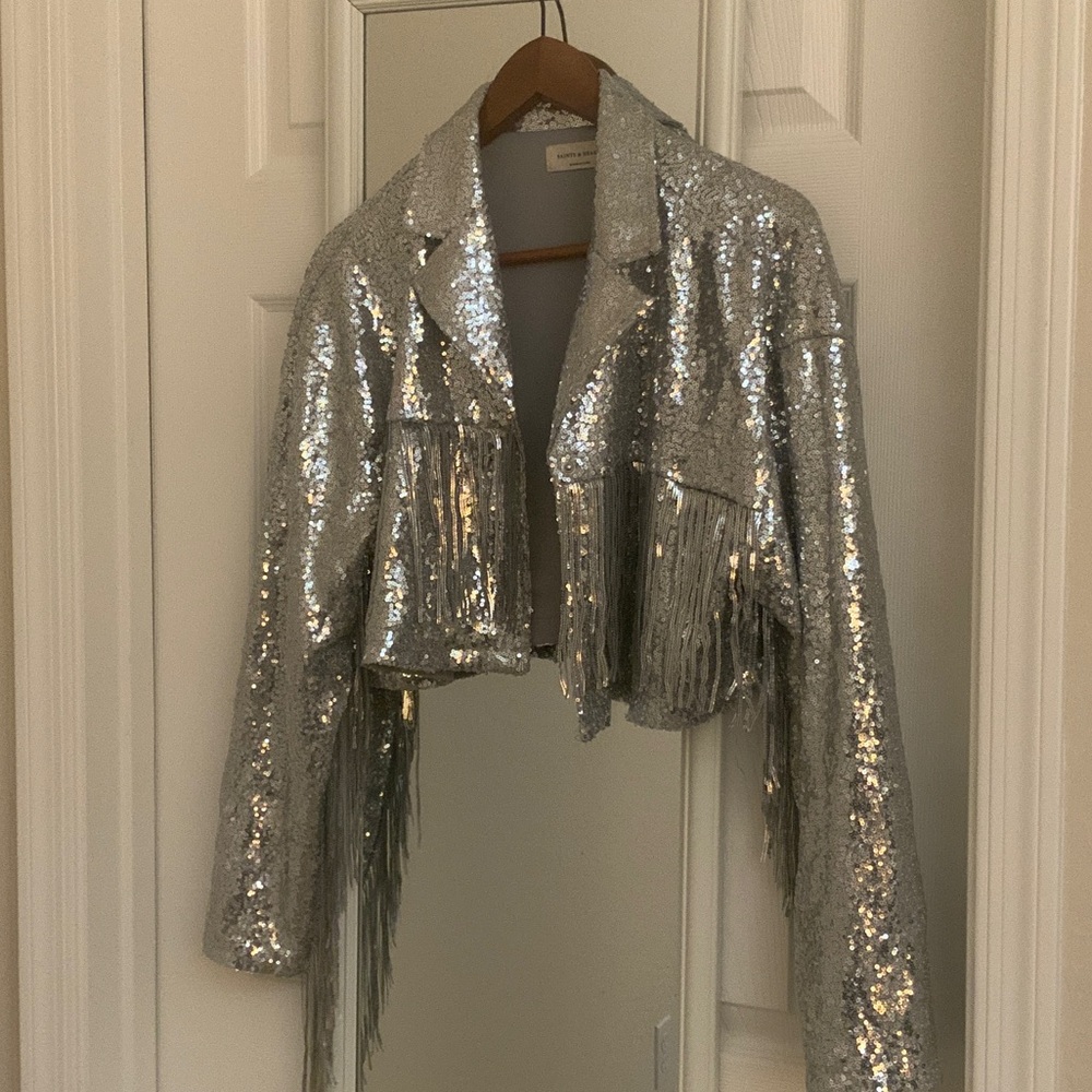 Saints and Hearts Silver Sequin Fringe Jacket